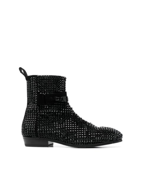 crystal-embellished suede boots