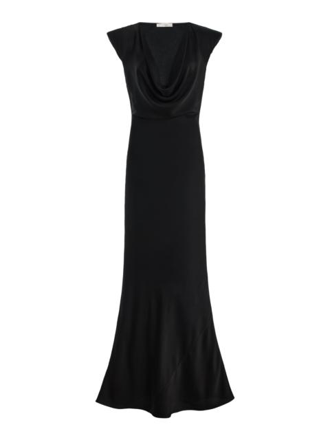 The Row Tefra Draped Satin Gown black
