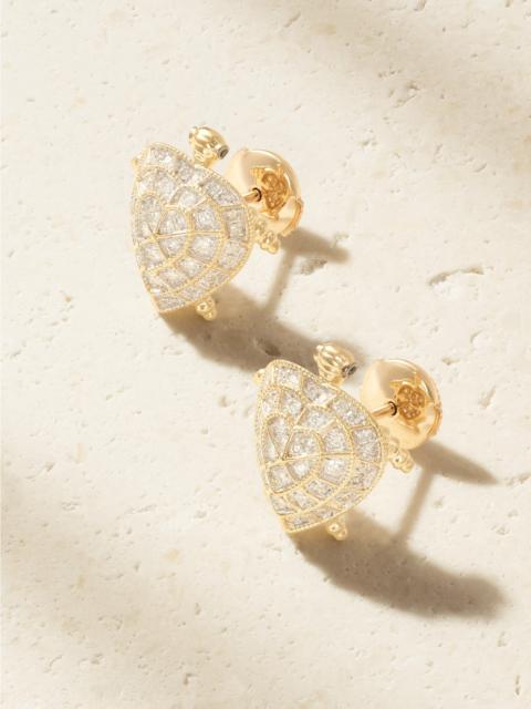 Yvonne Léon Tortue Coeur 9-karat Gold Diamond Earrings