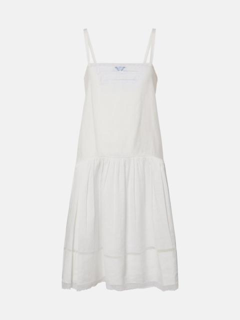 Prada Lace-trimmed linen minidress