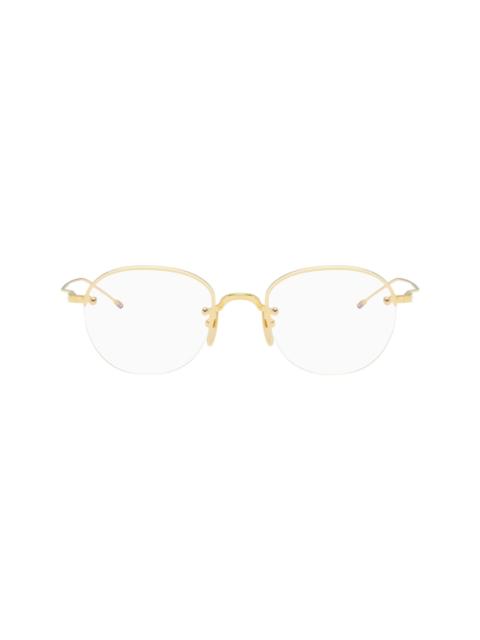Thom Browne Gold Titanium Semi Rimless Oval Glasses