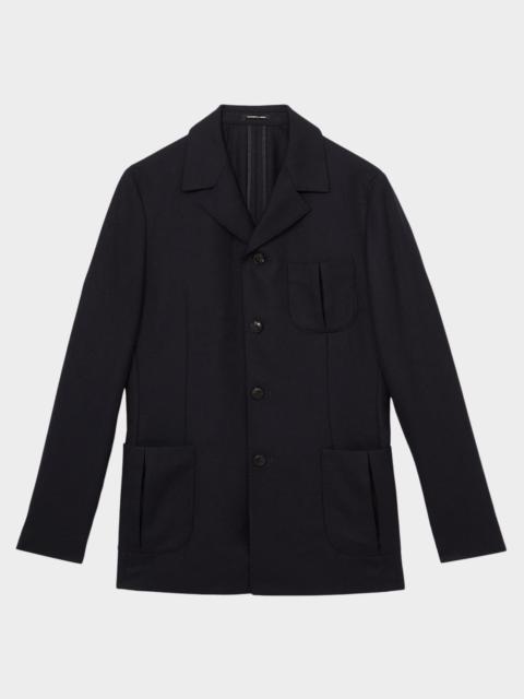 REISS Men's Wool-Blend Slim-Fit Navy Jacket