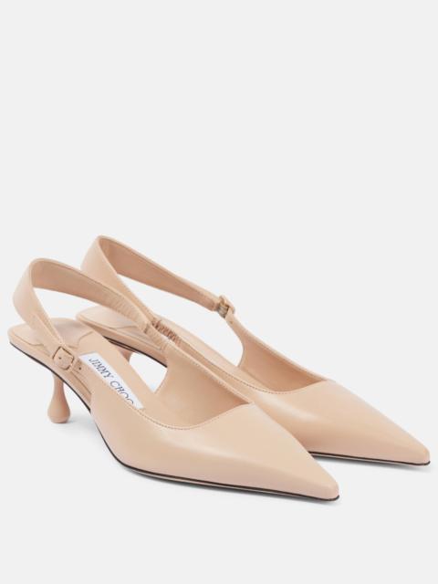JIMMY CHOO Amel 50 leather slingback pumps