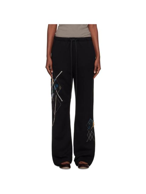 OPEN YY Black Argyle Patched Lounge Pants