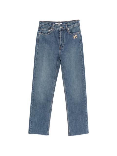 maje bow-embellished straight-leg jeans