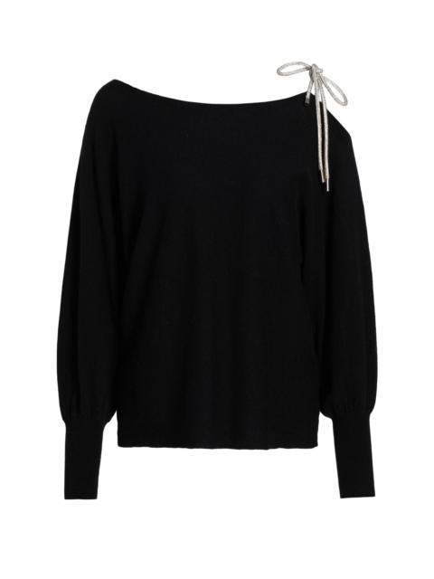 MILLY Women's Ida Ots Embellished-Tie Sweater - Black