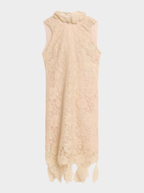 GIUSEPPE DI MORABITO Fringe-Hem Sleeveless Lace Mini Dress