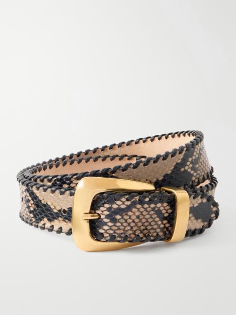 KHAITE Benny Snake-effect Leather Belt