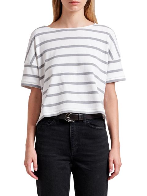 LA LIGNE Women's Breton Short Sleeve Tee - White Light Grey