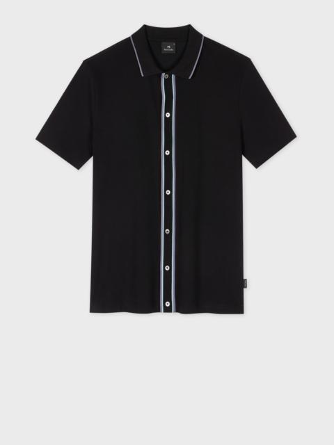 Paul Smith Black Button-Front Stretch-Cotton Polo Shirt