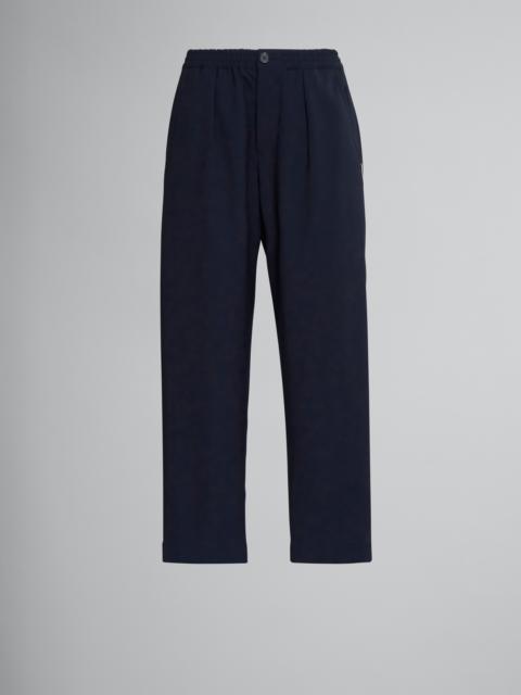 CROPPED TROUSERS IN BLUE TROPICAL WOOL