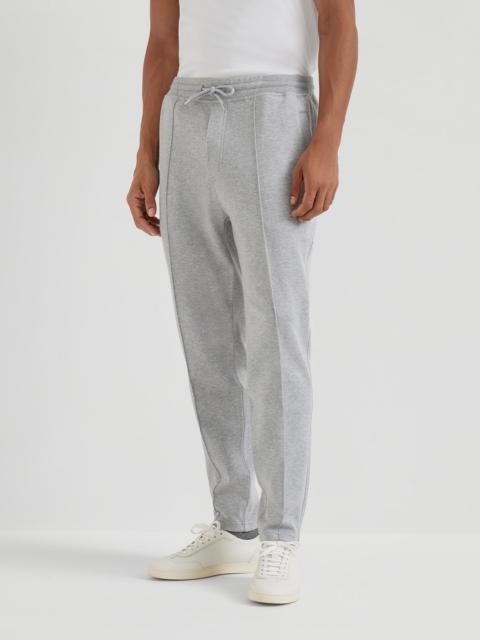 Brunello Cucinelli Cotton, cashmere and silk French terry double cloth trousers with Crête detail