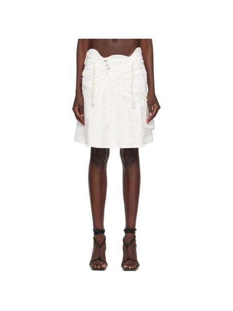 White Frayed Edge Denim Miniskirt