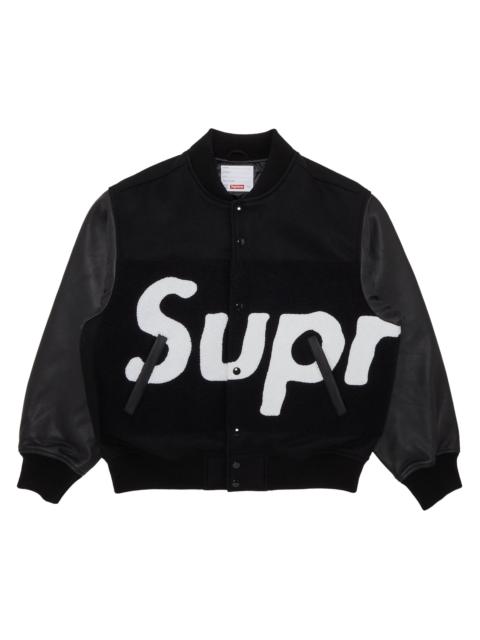 Supreme Big Logo Chenille Varsity Jacket 'Black'