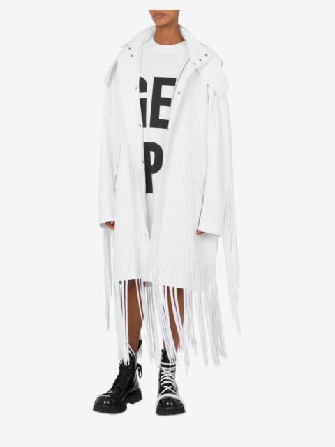 Moschino COTTON BULL COAT WITH FRINGES