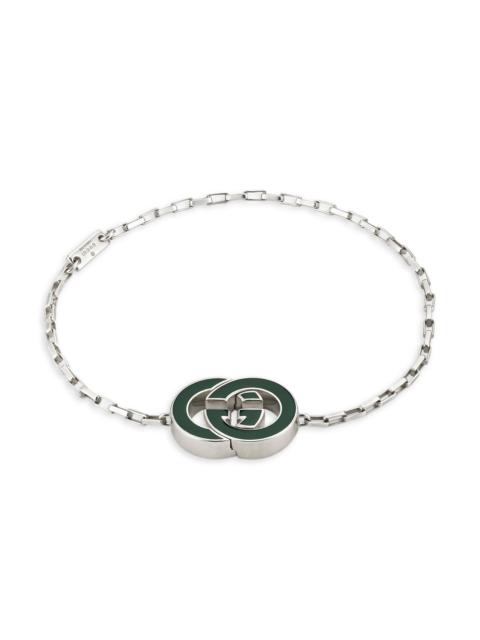 GUCCI Men's Interlocking G Sterling Silver Bracelet - Green