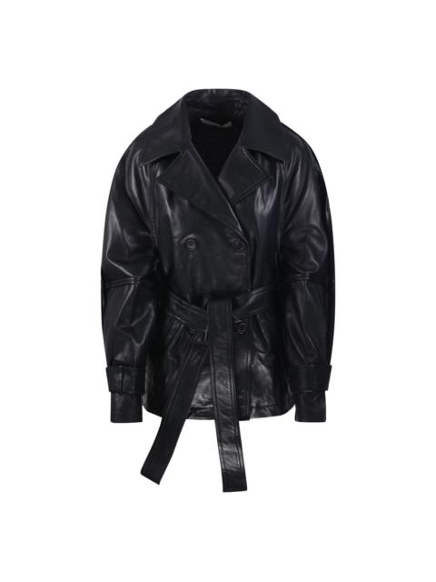 RÓHE double-breasted belted leather jacket