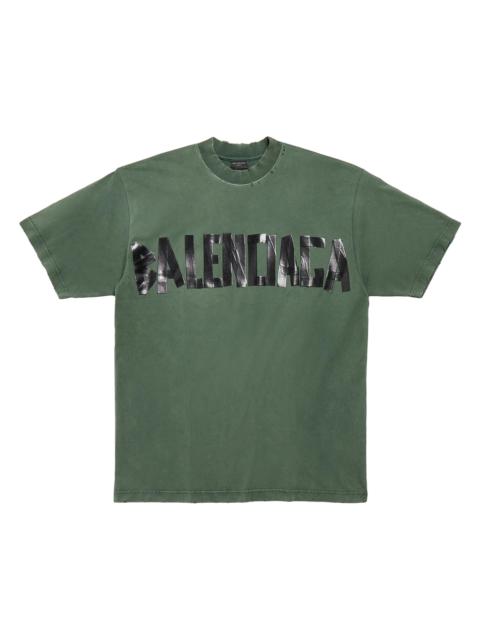 BALENCIAGA 새로운 테이프 유형 T 셔츠 어두운 녹색에 중간 적합
