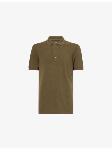 TOM FORD Embroidered-Logo Short-Sleeve Piquet Polo Shirt