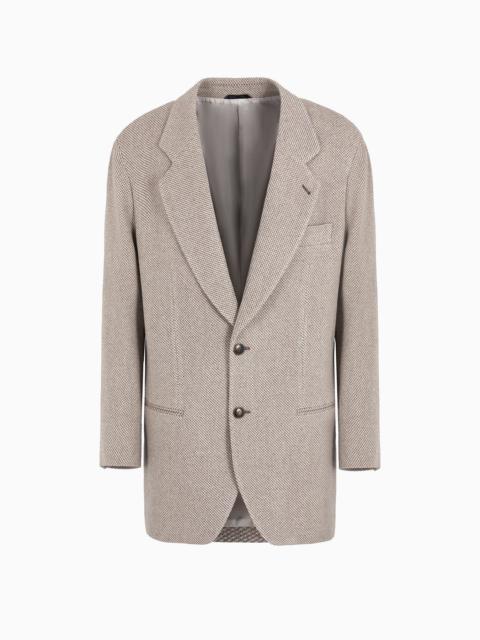 GIORGIO ARMANI Single-breasted Heritage Line jacket in a two-tone cashmere and wool knit