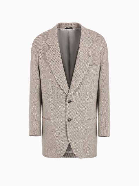 Single-breasted Heritage Line jacket in a two-tone cashmere and wool knit