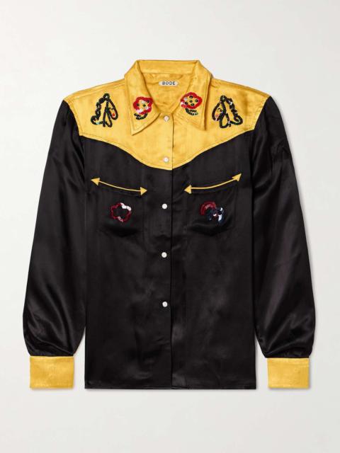 BODE Rodeo sequin-embellished satin shirt