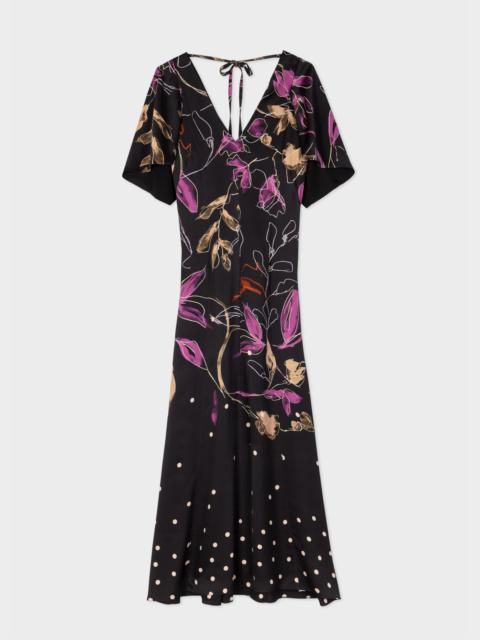 Black 'Ink Floral' Maxi Dress