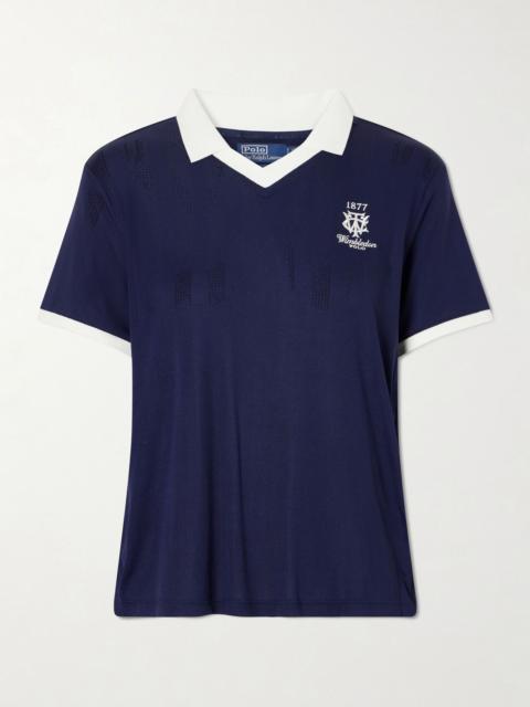 Polo Ralph Lauren + Wimbledon logo-embroidered knit polo shirt Navy