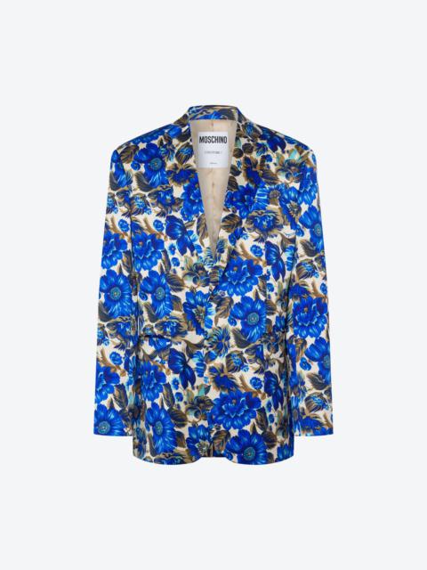 Moschino ALLOVER BLUE FLOWERS COTTON AND VISCOSE JACKET