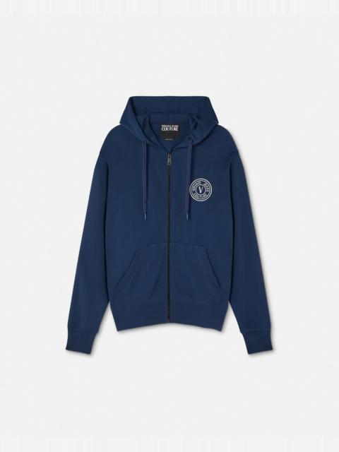 VERSACE JEANS COUTURE Embroidered V-Emblem Zip Hoodie