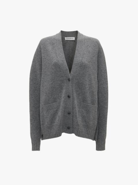 Victoria Beckham Double Layer Cardigan In Grey Melange