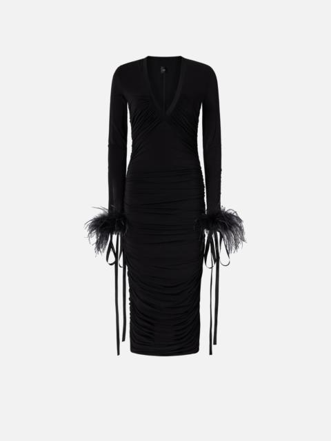 PINKO V-NECK DRESS WITH DRAPING