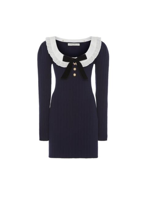 Alessandra Rich COTTON BLEND KNIT MINI DRESS WITH COLLAR