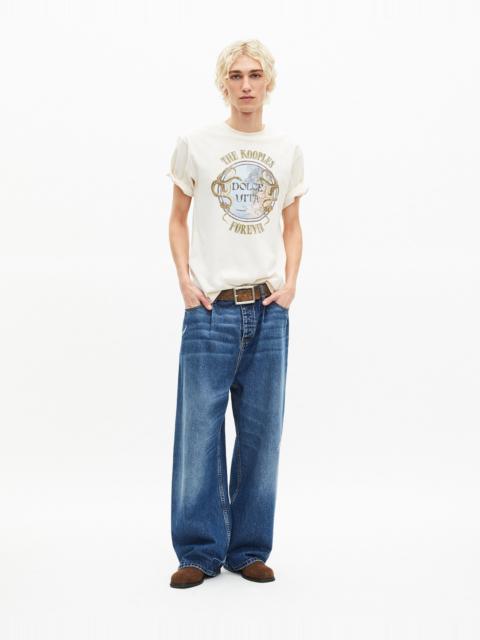 The Kooples T-SHIRT WITH BEIGE DOLCE VITA SCREEN PRINT