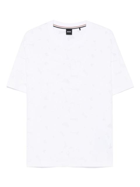 BOSS floral-jacquard T-shirt