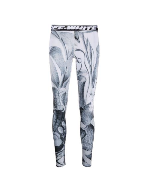 Off-White 꽃 인쇄 레깅스