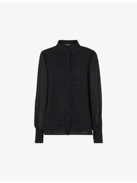 WHISTLES Hot Fix diamante-embellished woven blouse