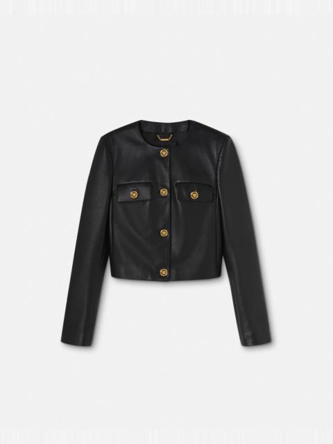 VERSACE Leather Cardigan Jacket