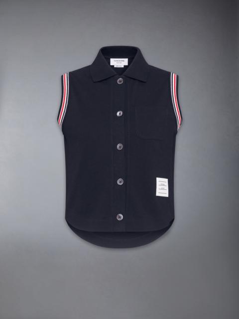 Thom Browne PIQUE RWB TRIM SLEEVELESS SHIRT