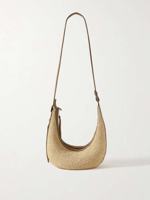 KHAITE Augustina small suede-trimmed raffia shoulder bag Beige
