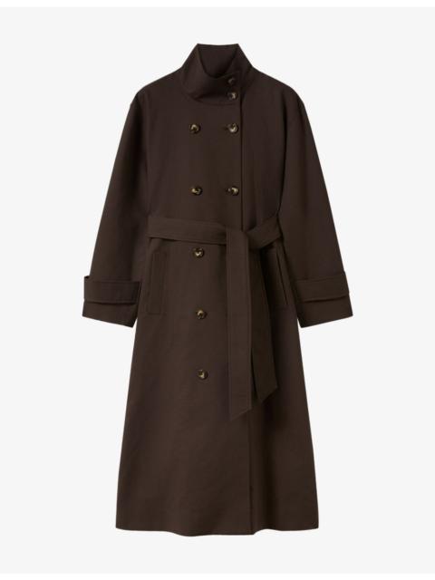 WHISTLES Long Funnel-Neck Cotton Trench Coat