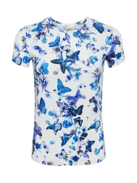 L'AGENCE Ressi Tee - White Blue Tonal Butterflies