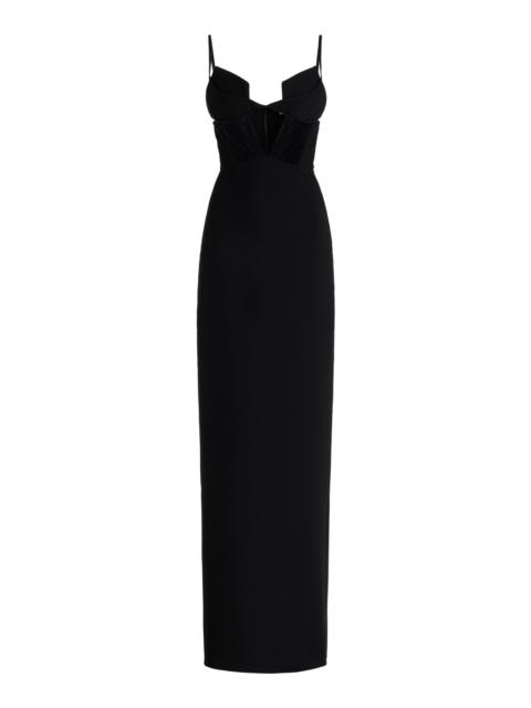 Cutout Crepe Bustier Maxi Dress black