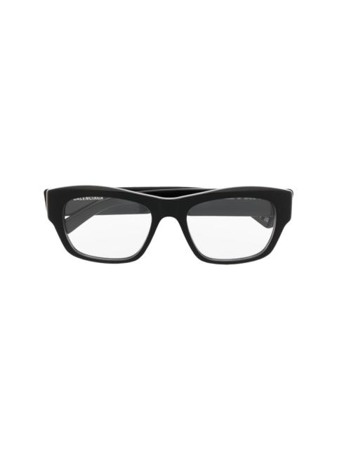 BALENCIAGA logo-print rectangle-frame glasses