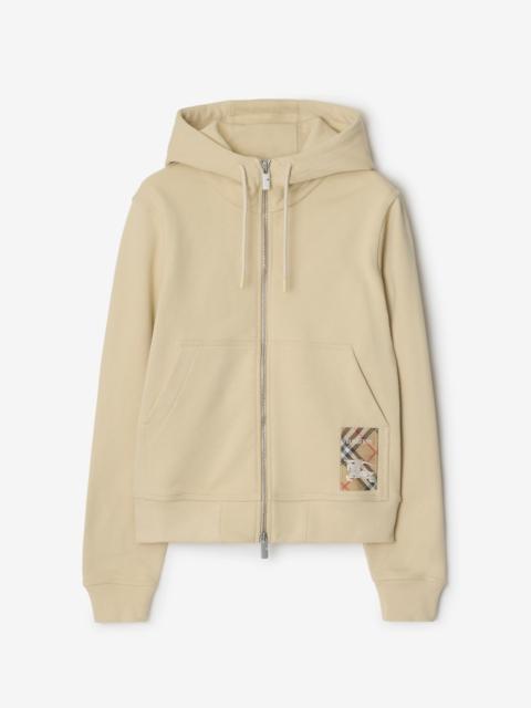 Burberry Check Label Cotton Zip Hoodie