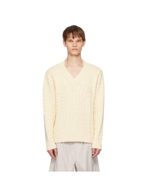 HUGO Off-White V-Neck Sweater