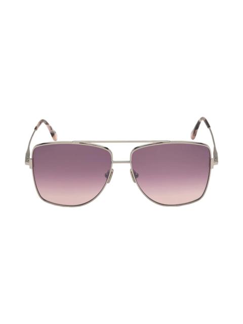 Reggie 61mm Gradient Aviator Sunglasses in Palladium/Bordeaux Mirror