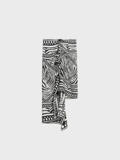 Blumarine ASYMMETRICAL TWILL SARONG SKIRT WITH FOULARD PRINT