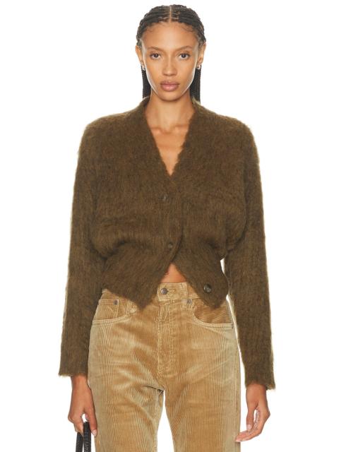 R13 Split Hem Ribbed Cardigan