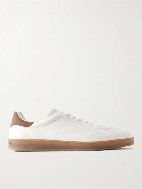 Loro Piana Tennis Walk Suede-Trimmed Leather Sneakers